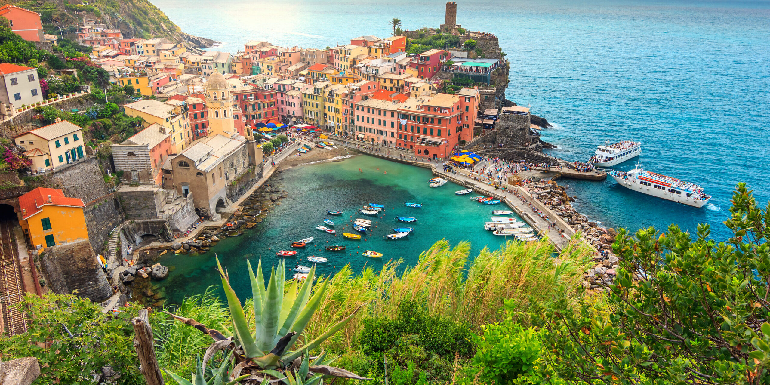 Vernazza village and stunning sunrise,Cinque Terre,Italy,Europe
